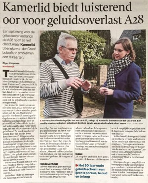 Foto van een artikel van De Stentor over het werkbezoek van kamerlid Stieneke van der Graaf aan Harderwijk